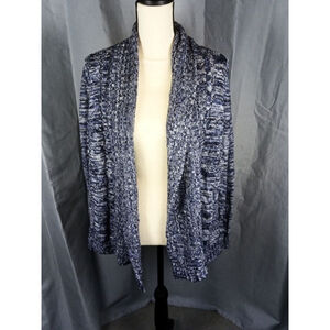 Women's Jason Maxwell Blue White Marled Knit Cardigan XL
